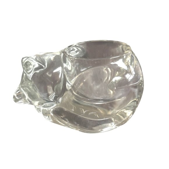 Vintage Avon Clear Glass Cat Shaped Candle Holder/Votive - Picture 1 of 8